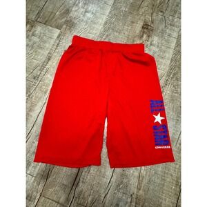 Converse All Star Mens XL Red Athletic Basketball Shorts Logo Graphic Mesh